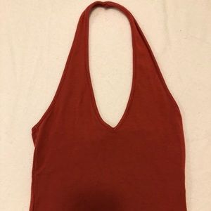 Orange halter crop top